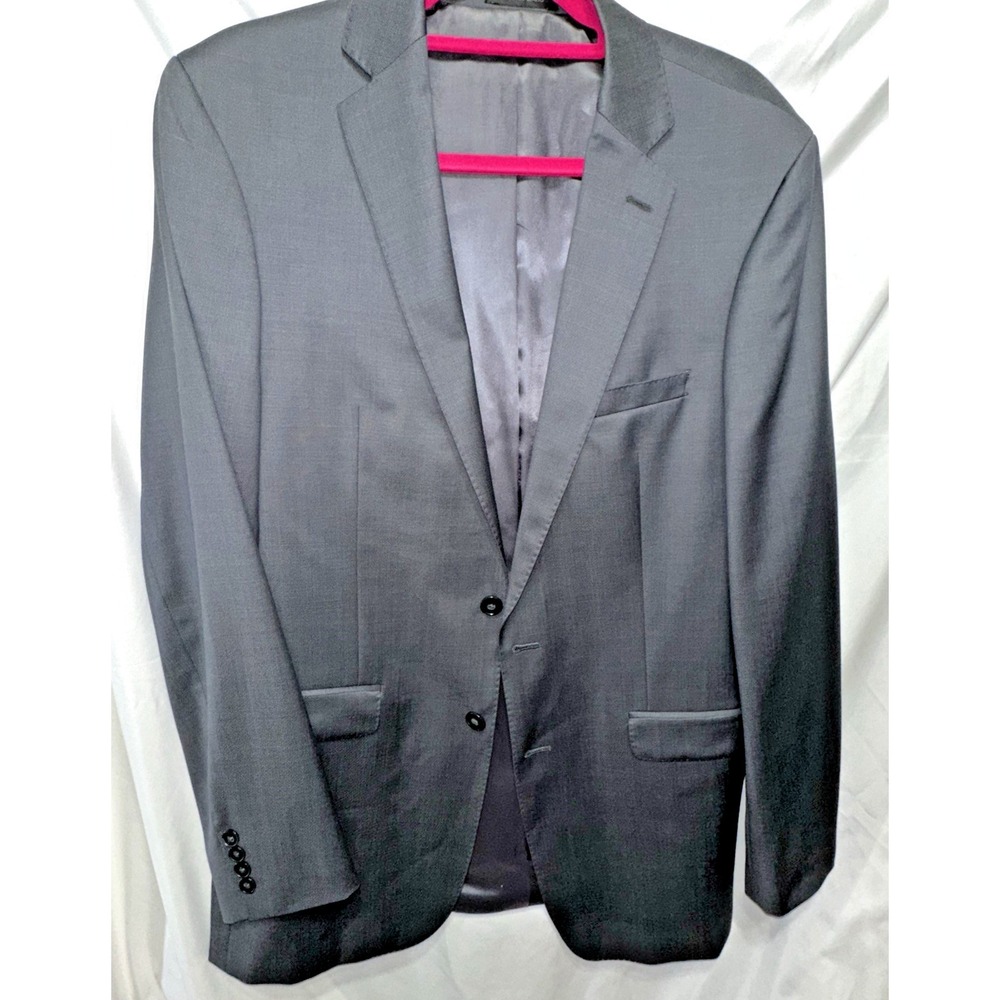 Calvin Klein Sport Coat Blazer Mens 42L Extreme Slim Dark Gray Crosshatch Wool